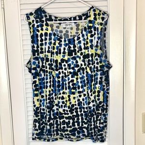 Jones Studio white, yellow, blue, black tank